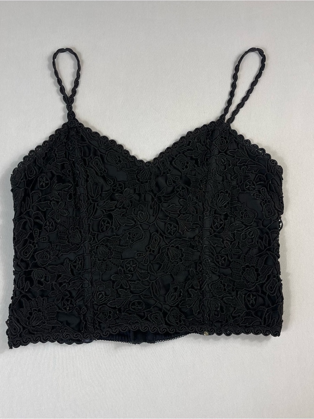Vintage Neiman Marcus Jonquil by Diane Samandi Black Lace Crop Top Bralette M